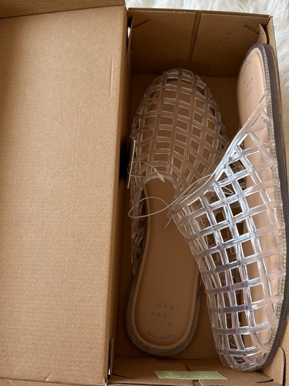 a new day Clear Grid Slide Mules in Transparent